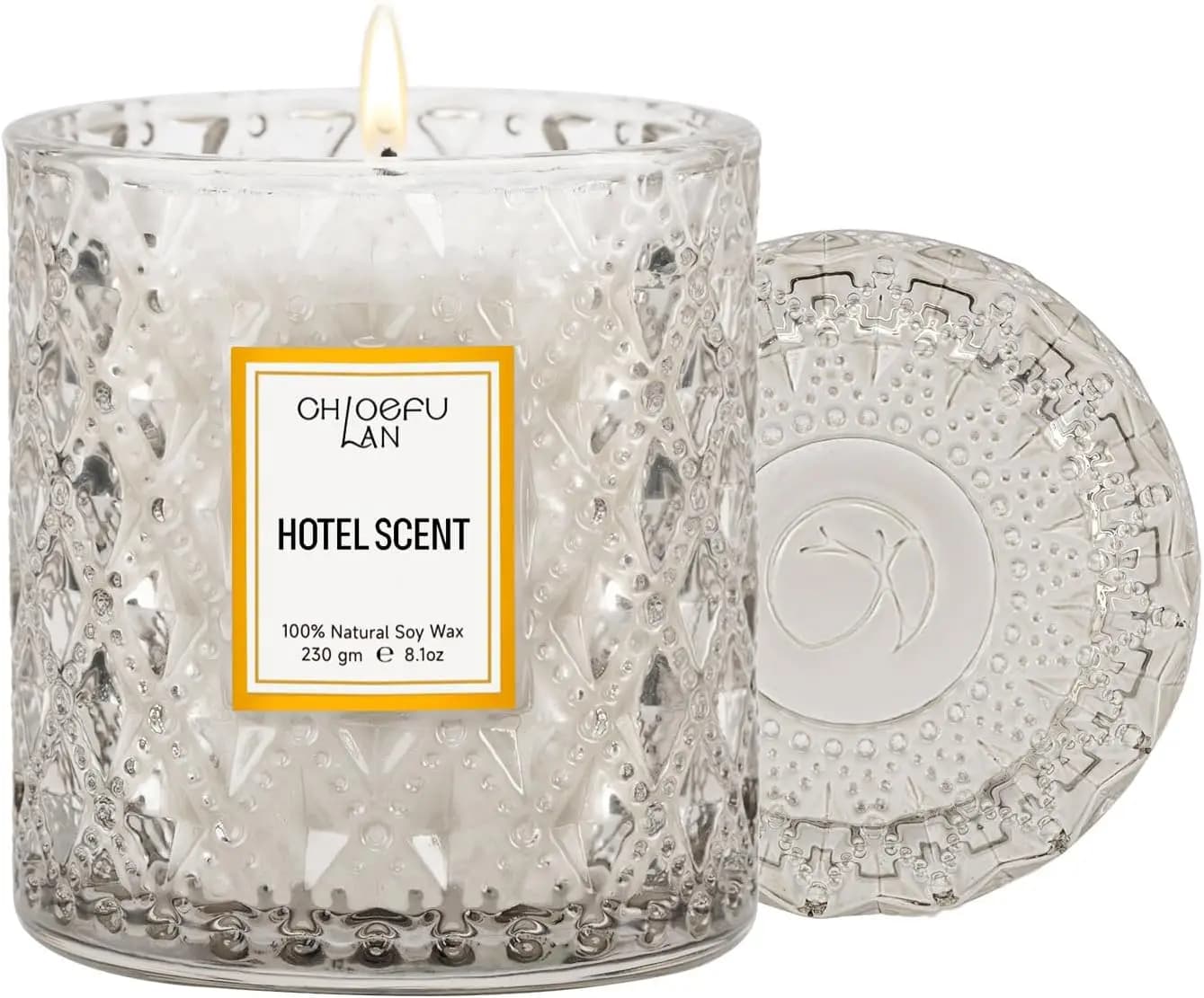 Perfumed Luxury Candle in Soybean Jar, Mixture of Natural Essential Oils for Sleep and Lift by Stress, Highly Perfumed 8.1oz Gift