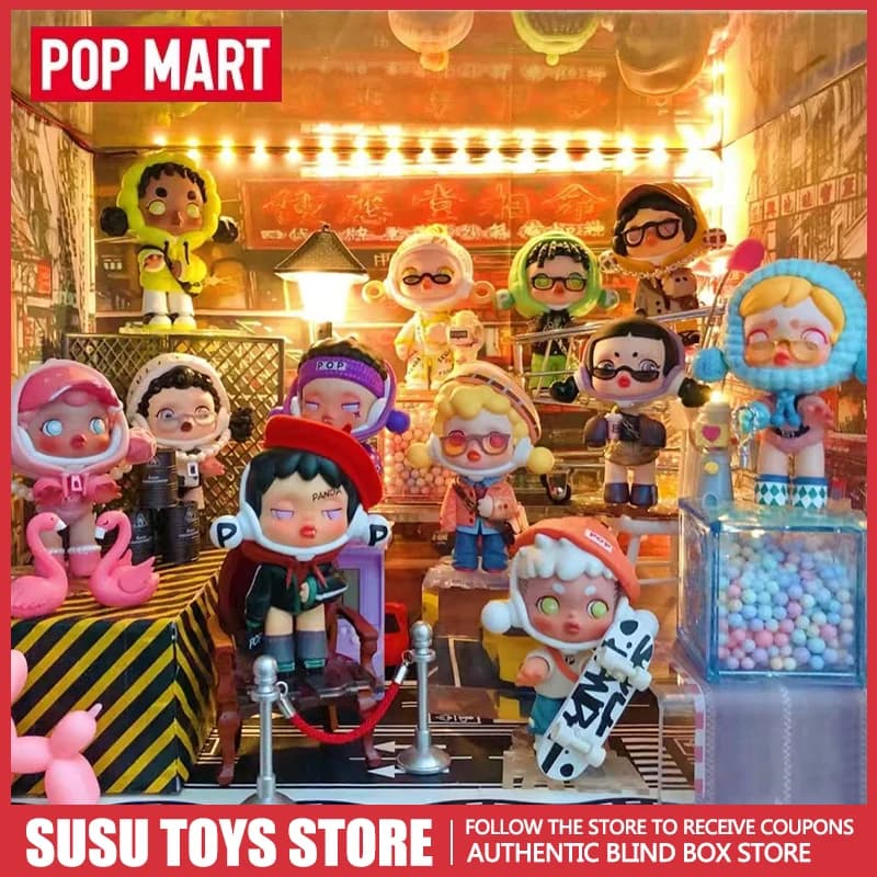 POP MART Skullpanda Panda Craze Series Blind Box Kawaii Anime Action Figure Mystery Surprise Doll Ornamento da Scrivania Regalo per Ragazze