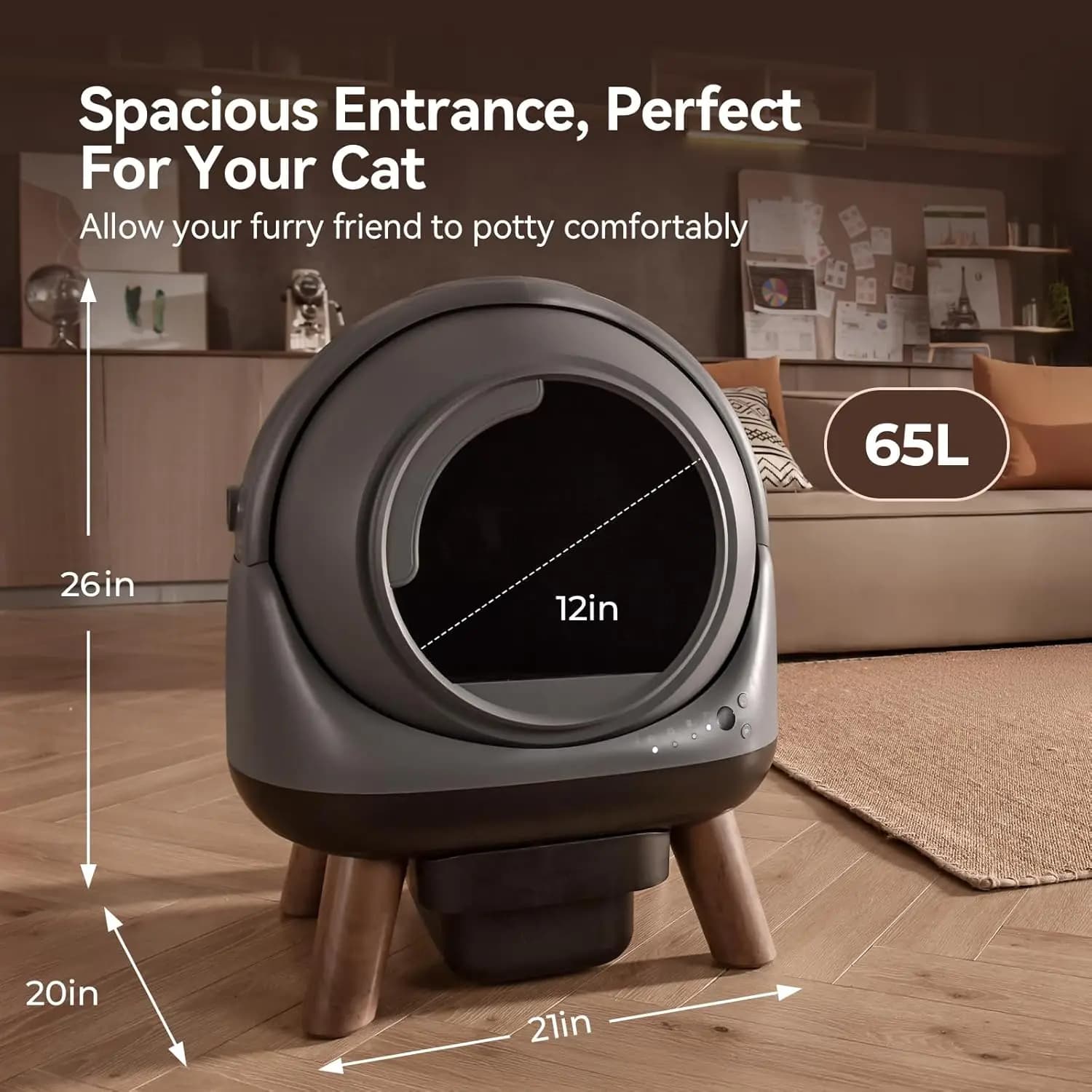 Lettiera autopulente G1 per gatti, robot automatico con ampia apertura/controllo degli odori/doppia sicurezza, personalizzabile