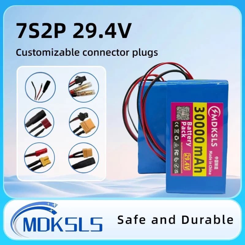 7S2P 18650 Battery Pack 24V/29.4V 6.6Ah Rechargeable Mini Portable Charger for LED Lamp Camera with BMS