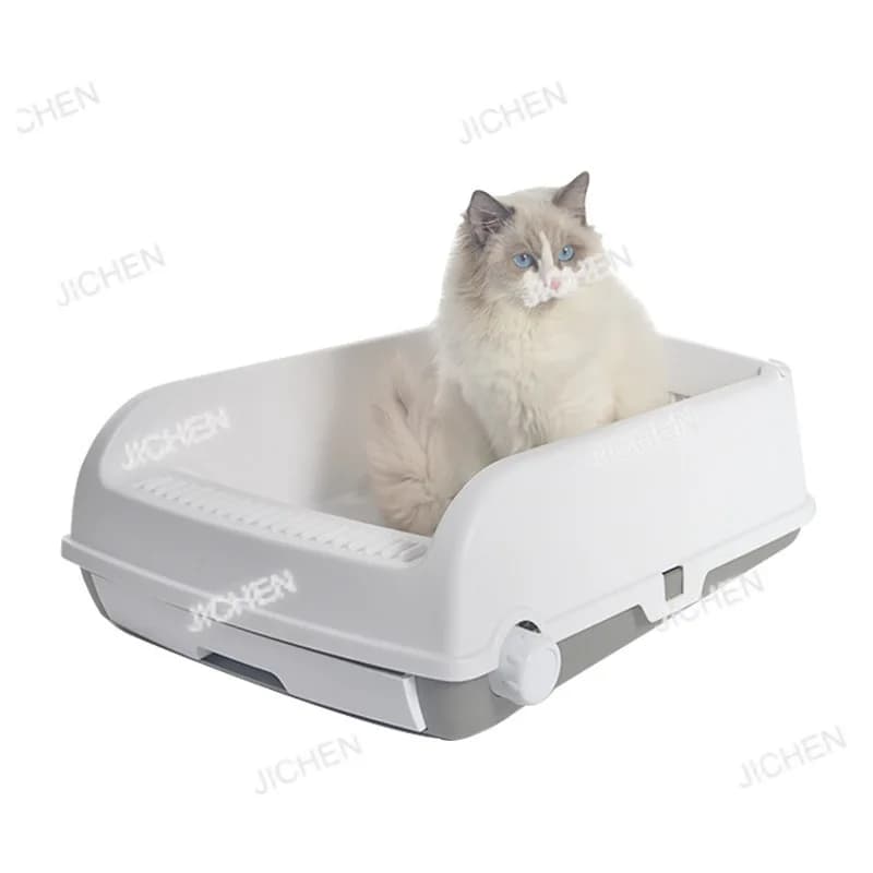 Lettiera per gatti semiautomatica Pulizia Deodorante Toilette per gatti Lettiera per gatti semi chiusa Grande resistente agli spruzzi