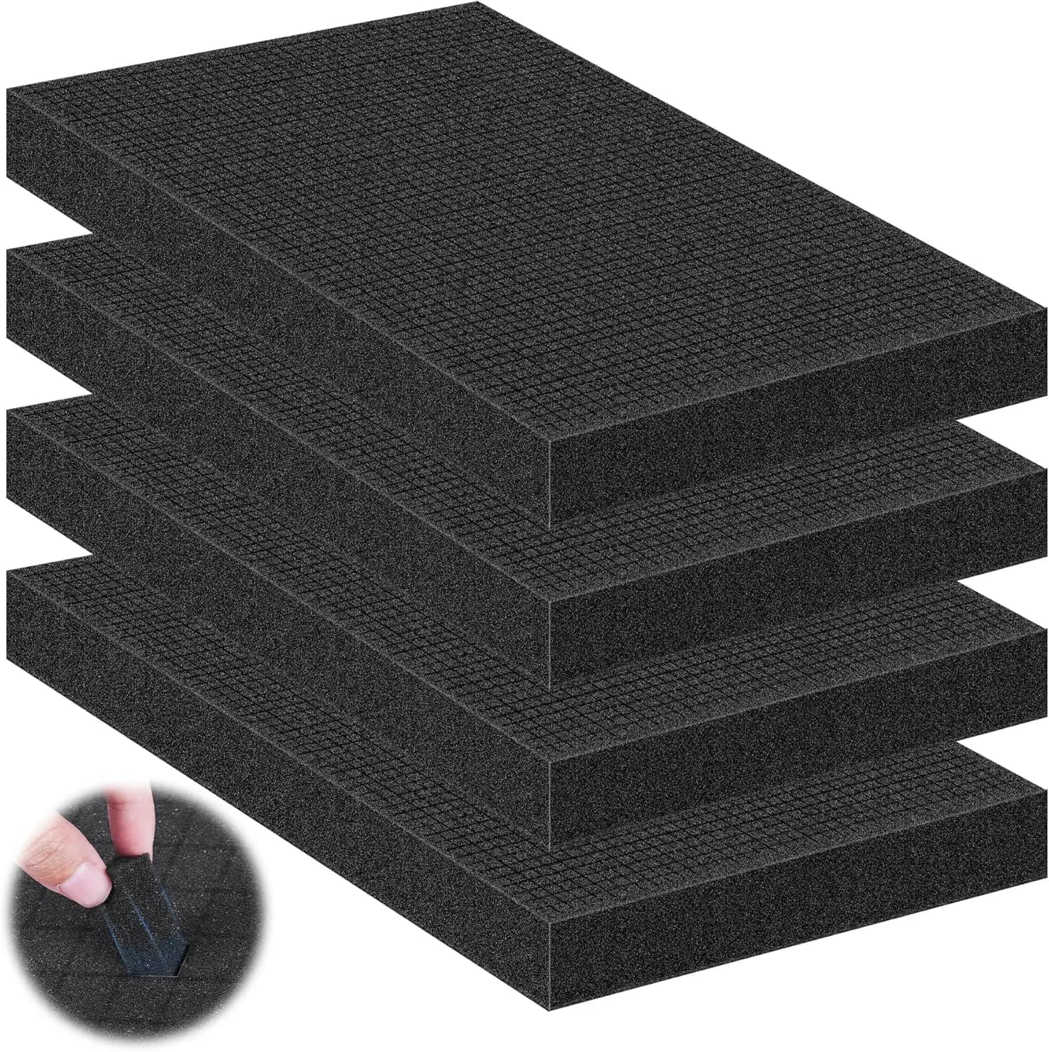 Set of 4 Foam Sheets, 16x12x2 Inches, Polyurethane inserts for Cameras, Toolbox, Containers