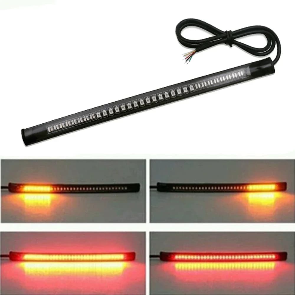 Moto 48 LED Light Bar Flexible Strip Coda Steering Indicator Coda Rear Brake Lamp Stop Lamp Brake Light 2835 3014 SMD Double Color