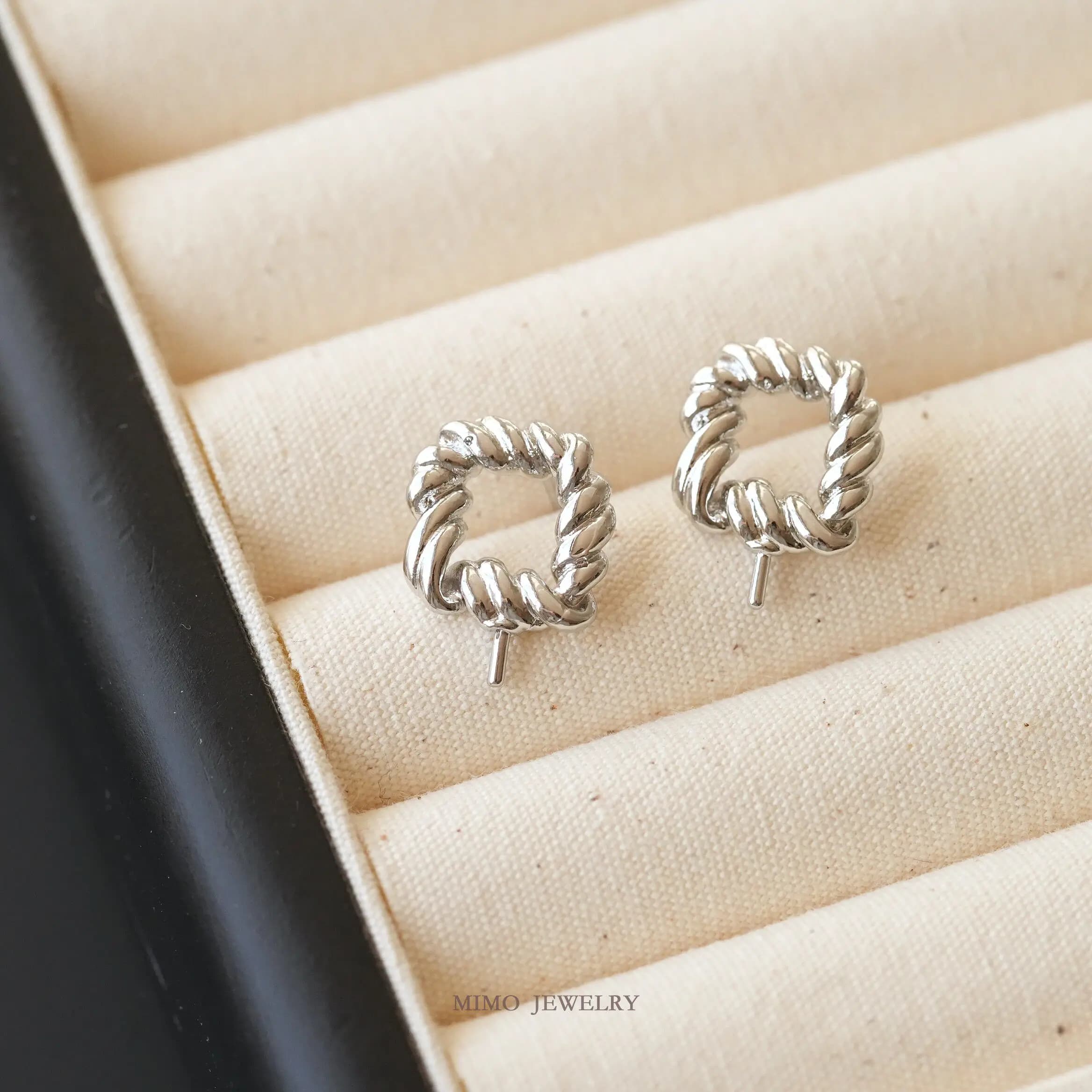 Copper Plated Gold Square Thread Hollow Bracket 925 Silver Needle Earrings DIY Earrings Making Supplies Jewelry Accessories