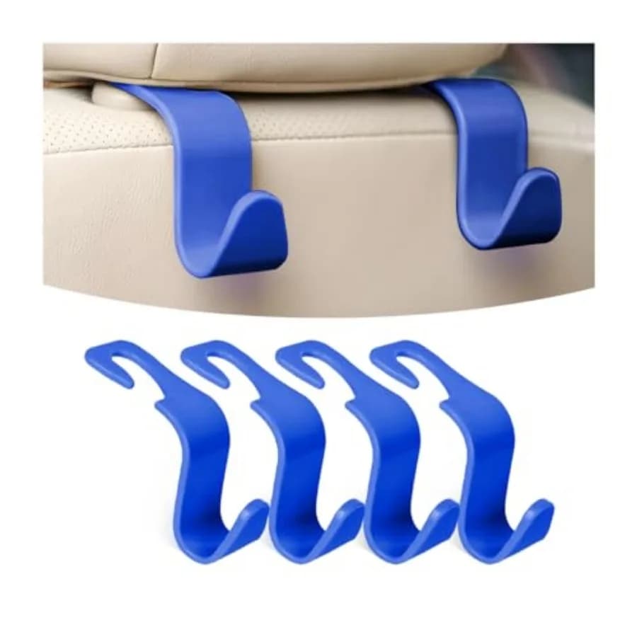 Car Seat Headrest Hook, 4 Pack Auto Seat Hanger Storage Organizer for Purse Handbag Coats Grocery Bags, Automotive Interior Acc