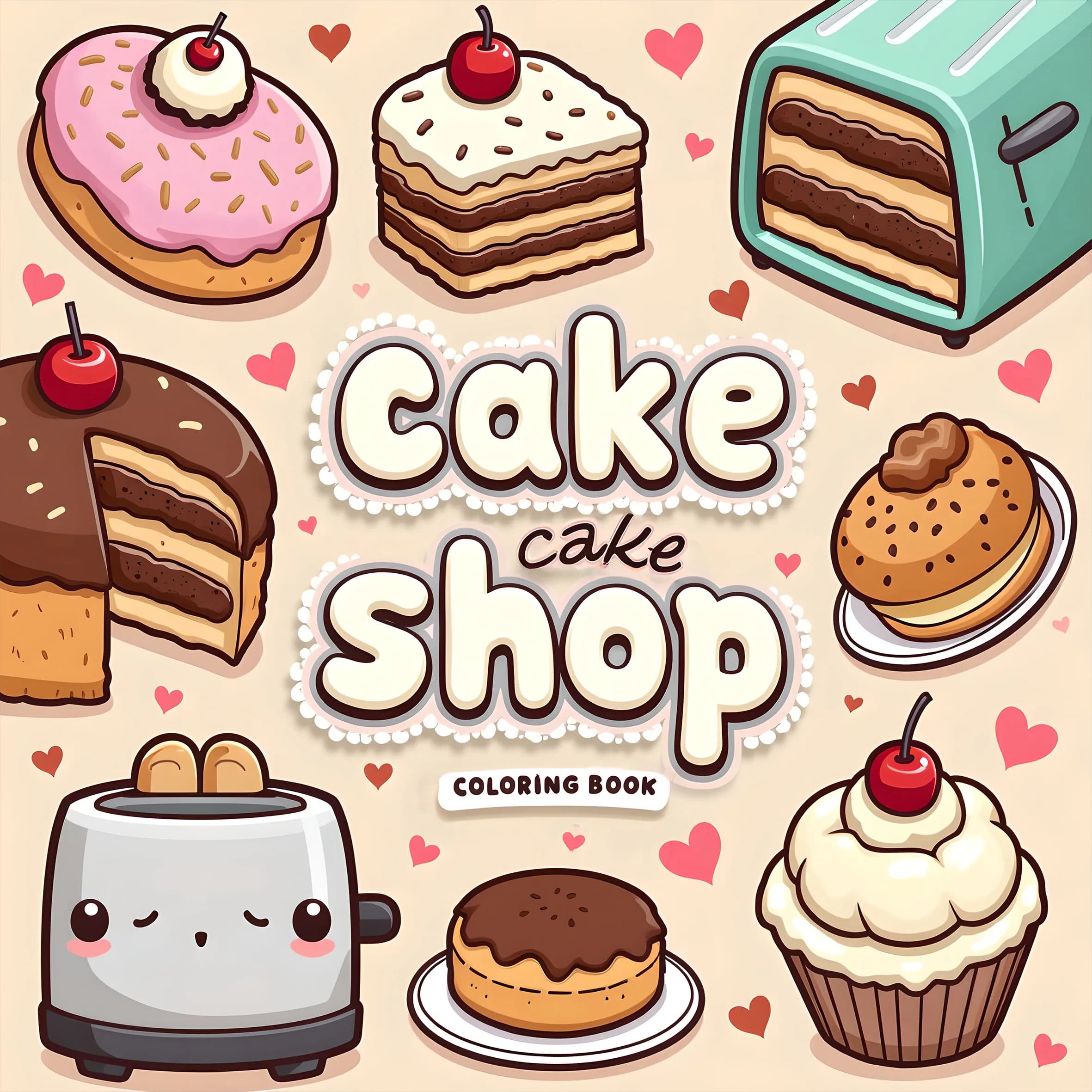 CAKE SHOP Bold-easy Patterns Coloring Book for Adults Cute Drawing Book Perfect Gift for Party and Birthday