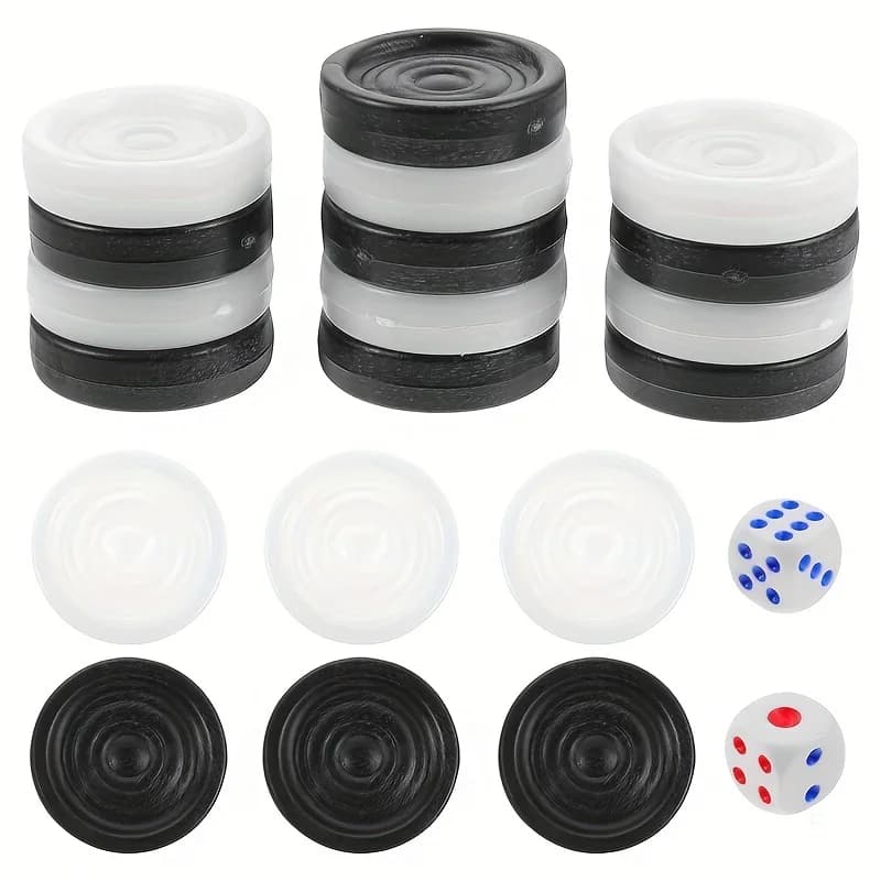 32pcs Backgammon Chess Pieces Replacement Checker Board Game Pieces - Plastic Black And White Chess Board Game Table Chips
