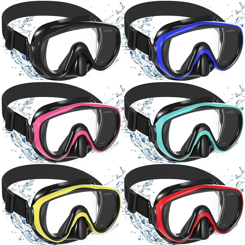 Confezione da 6 Occhialini da Nuoto per Adulti con Copertura per il Naso, Maschera da Immersione con Cinturino Elastico, Vetro Temperato, Maschera Subacquea Impermeabile Trasparente