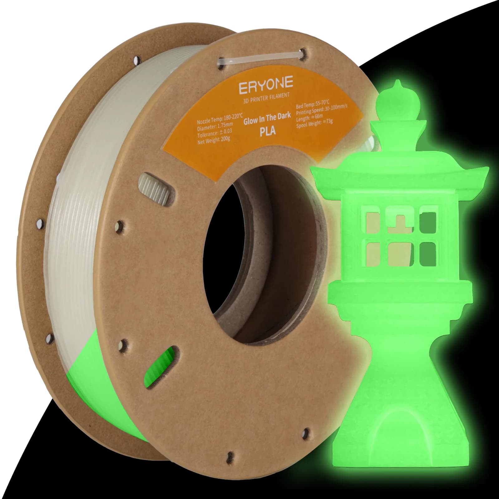 200 g PLA Eryone Filament Lighting Premium 3D Printing (absorbs sunlight or daylight), 200 g plaque filament lighting in the dark