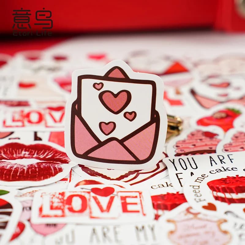 Self Adhesive Box Set Stickers Love Not Alone Theme Journal Album Decoration Sealing for Scrapbook Craft Creative Supply