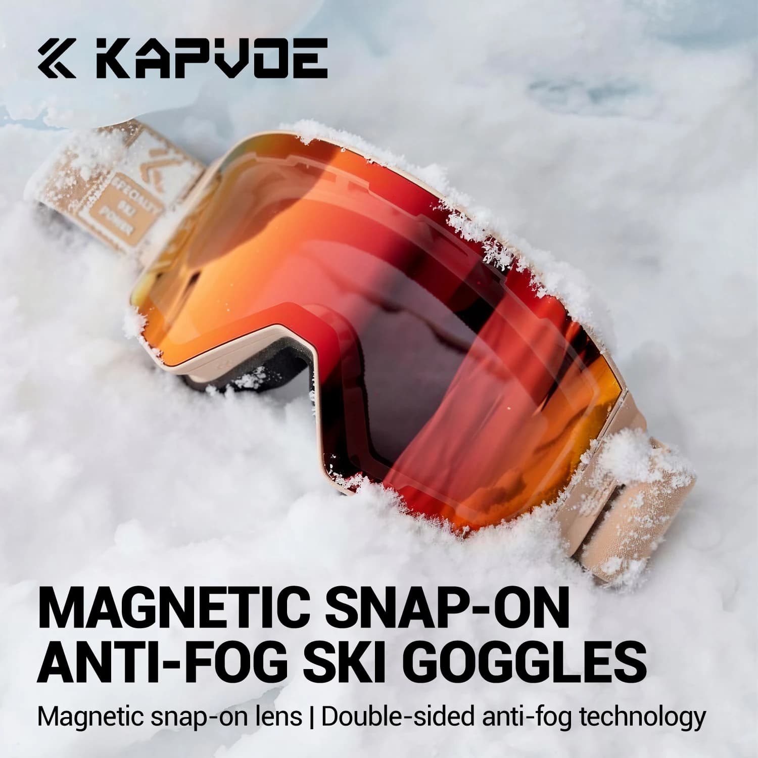 KAPVOE Nuovi occhiali da sci magnetici Maschera da sci antiappannamento Occhiali da sci fotocromatici per sport all'aria aperta Snowboard invernale Accessori per motoslitta