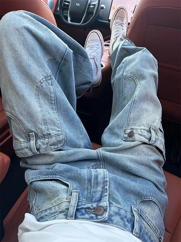 Jeans Americani Casual Vintage Lavati da Donna, a Vita Alta e Gamba Larga, Nuovo Stile Primavera Estate, Versatili per lo Streetwear
