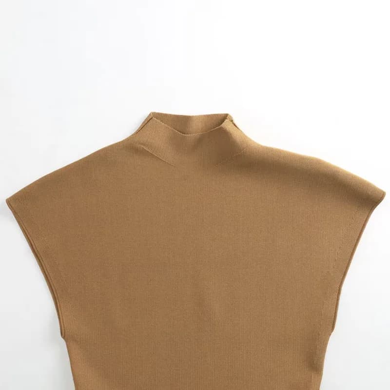 Women's Lace Top, Waisted Knitwear, Stand-Up Neck Short Sleeve Pullover, High Quality Commuter T-Shirt, 2026, New, y2k;