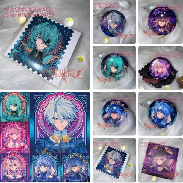 Game Honkai: Star Rail Khaslana Castorice Robin Cyrene Badge Fang Card Laser Ticket Set Birthday Gift Halloween Gift Collection