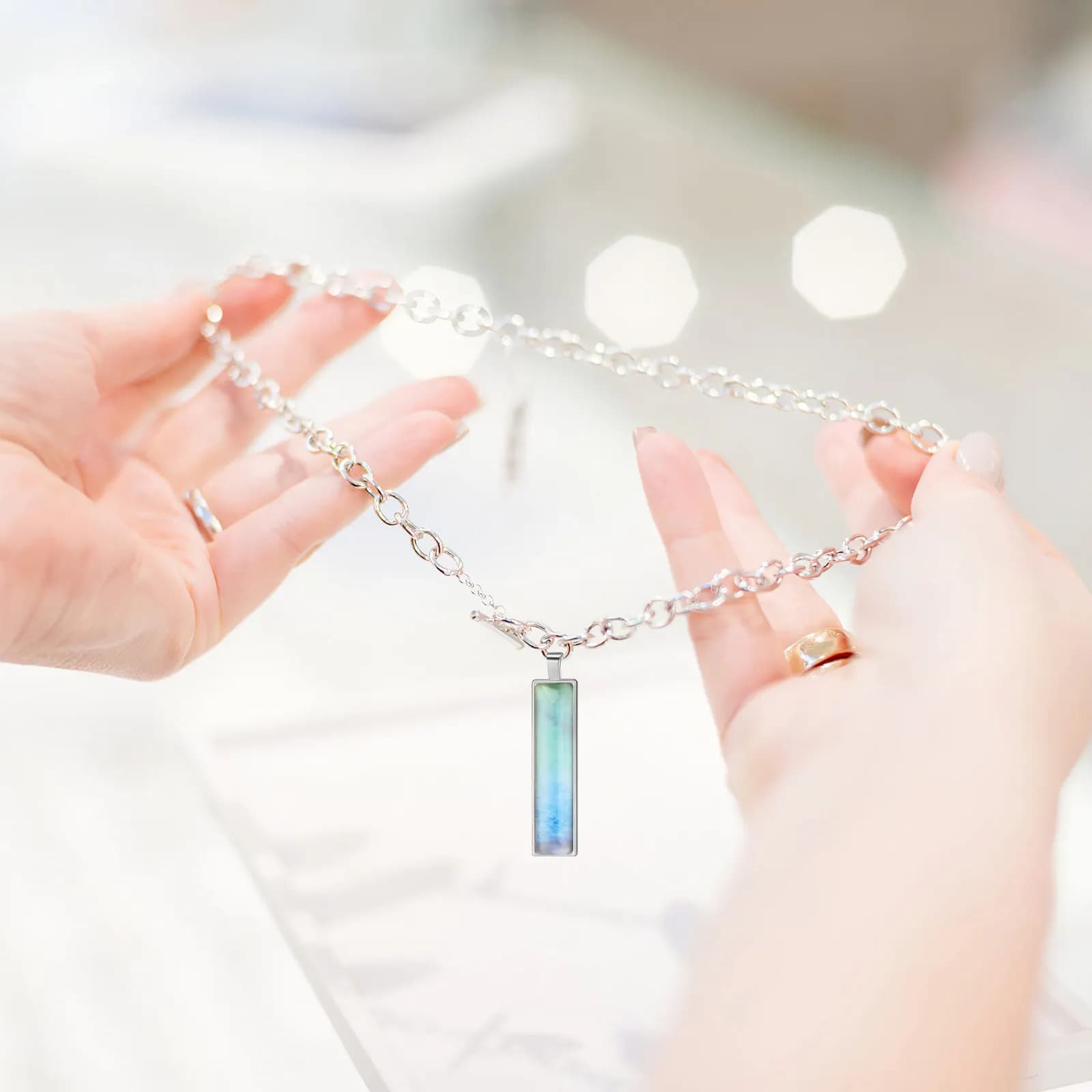 15 Pezzi Ciondoli Rettangolari in Lega di Zinco per Creazione Gioielli, Charms Fai da Te per Collane Bracciali, Base per Cabochon