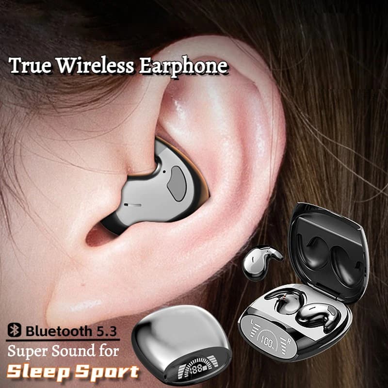 Invisible earphones for sleep Ipx5 Wireless Bluetooth waterproof noise reduction with microphone for Iphone Huawei Samsung New 2025