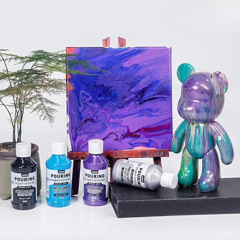 4/6/8 Color 118ml Acrylic Pouring Fluid Bear Painting Kit Liquid Handmade DIY Graffiti Silicone Cell Decorative Acrylic Paint