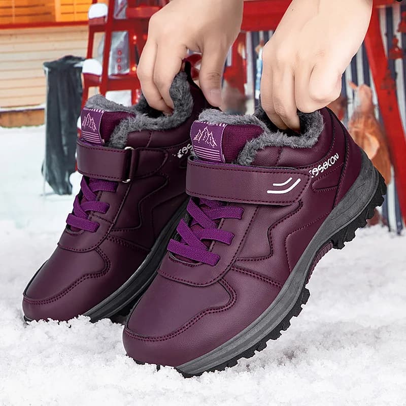 Stivali invernali unisex Scarponi da trekking impermeabili in pelle PU per uomo Donna Stivaletti da neve caldi in peluche Scarpe da lavoro casual alte