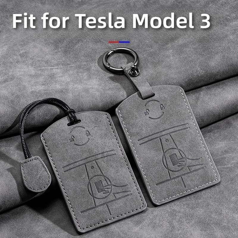 Misura per Tesla Model 3 Model Y 2021-2025 Portachiavi per auto NFC Smart Card Custodia protettiva in pelle scamosciata