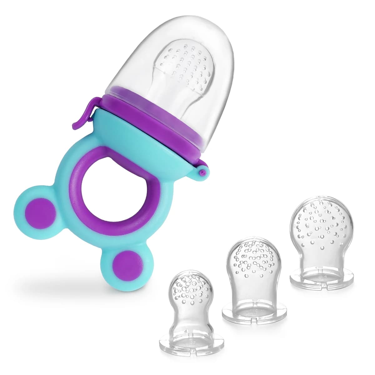 Alimentatore per frutta e verdura in silicone da 4 pezzi per bambini con manico Ciuccio per integratore alimentare perfetto per Natale Halloween