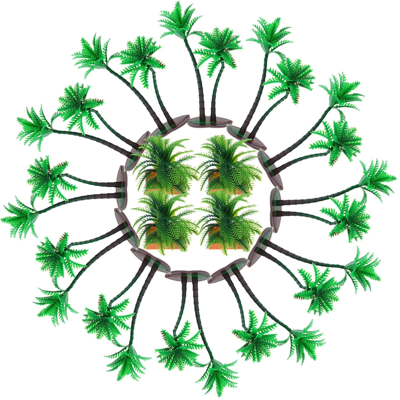 15 Pieces of Realistic Artificial Cock Palms, Green Plants in Miniature for Beach Sights, Gardens, Sand Tables and Fai-da- Projects ♪