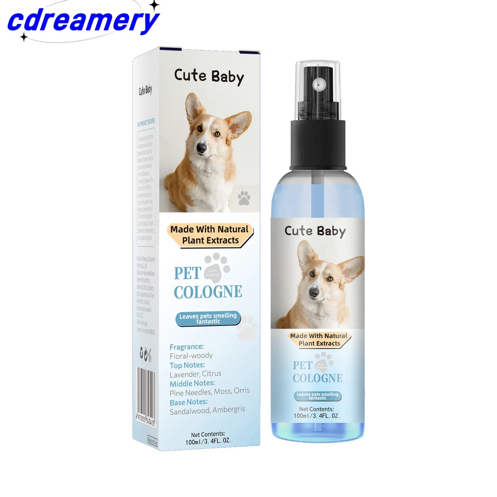 CDY Spray profumo per animali domestici da 100 ml per cani e gatti, eliminatore di odori e deodorante per ambienti con fragranza a lunga durata
