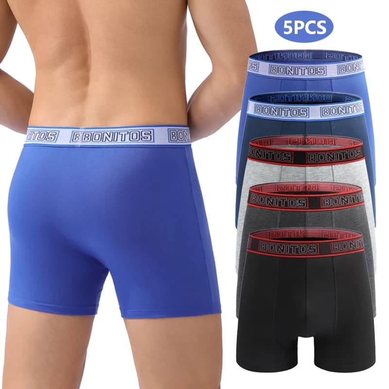 5 pezzi Mutandine da uomo Sexy Mutande da uomo medio lunghe Lettera Boxer Intimo per uomo Boxer in poliestere