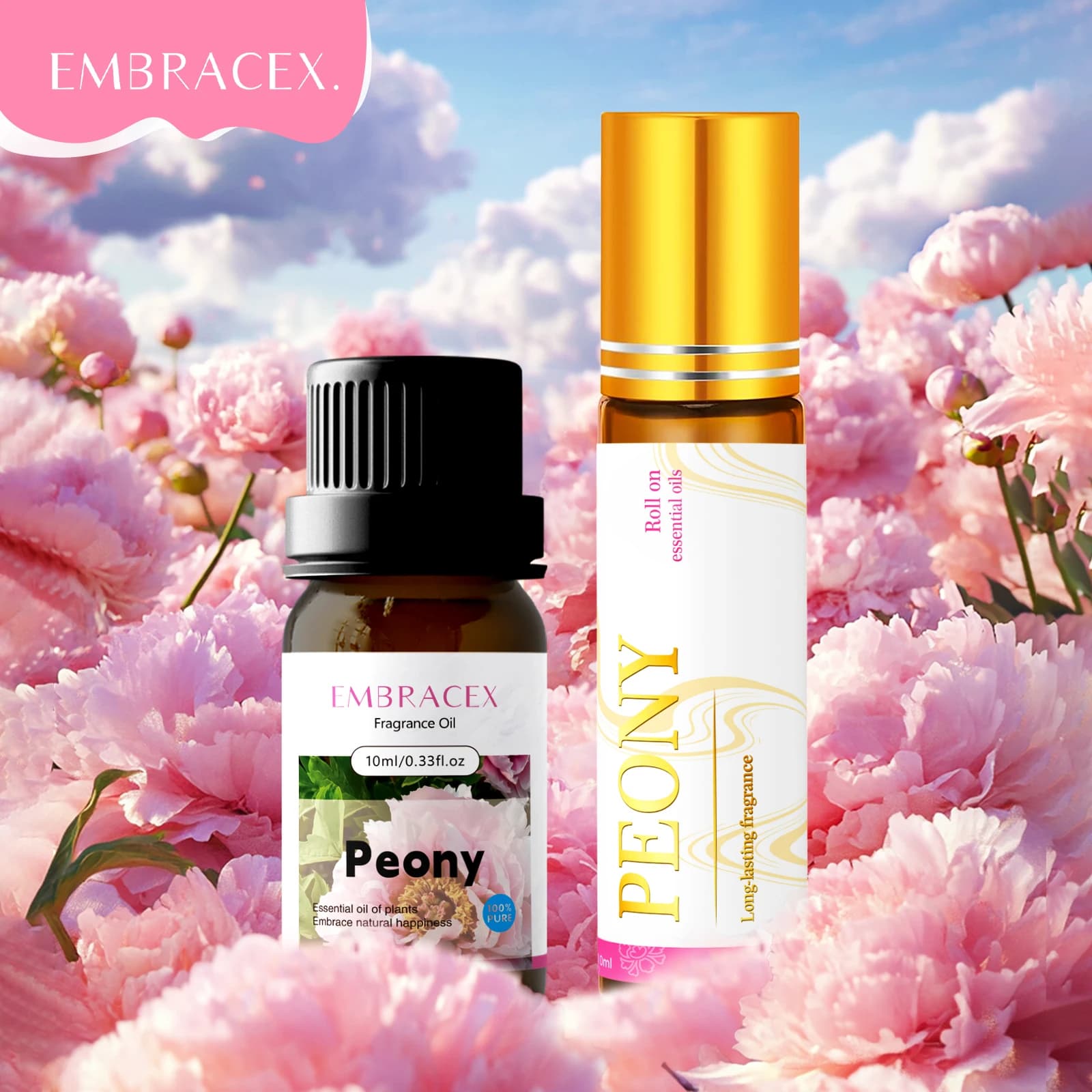 2PC/1PC 10ml Essential Oil Peony Roller Oil For Body Relaxation Elegant Floral Perfume for Diffusers, Bath Perfume Women Gifts