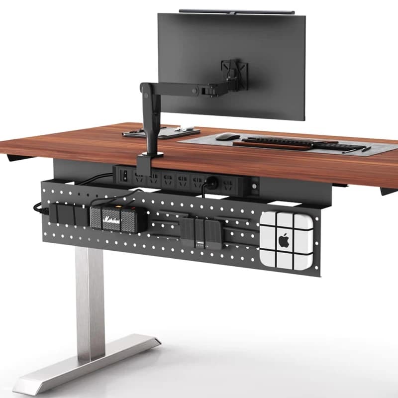 Pannello di gestione cavi per scrivania regolabile in altezza, organizer a parete sotto la scrivania, ripiano porta router Wi-Fi, organizzazione cavi caricabatterie