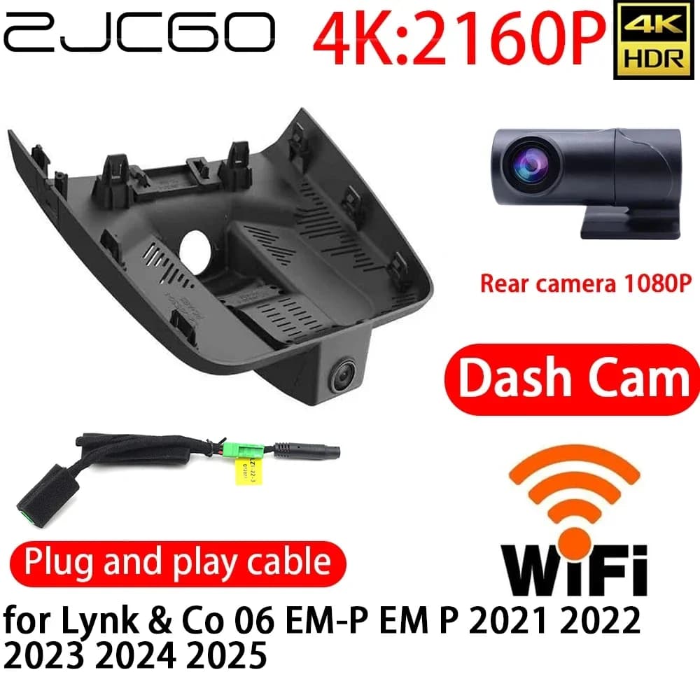 ZJCGO Dash Cam DVR 4K con Wifi, Telecamera Anteriore e Posteriore, Monitor 24h per Lynk & Co 06 EM-P EM P 2021 2022 2023 2024 2025