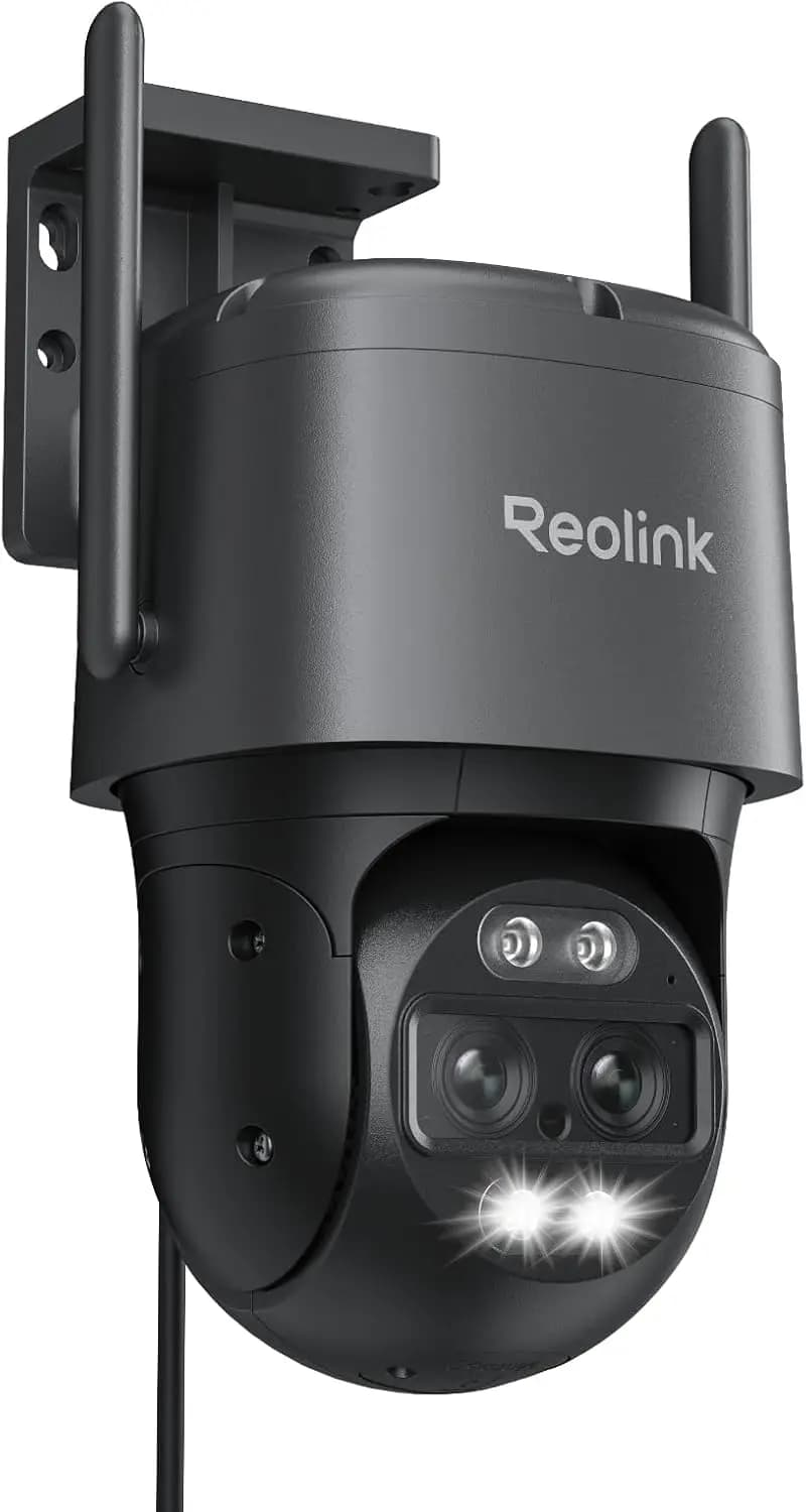 4K 8MP Outdoor Wired WiFi Security Camera with Dual-Lens PTZ, 360° Auto Tracking, 6x Hybrid Zoom, Smart Detection of People, Vehicles, and Animals, Dual-Band Wi-Fi, Color Night Vision