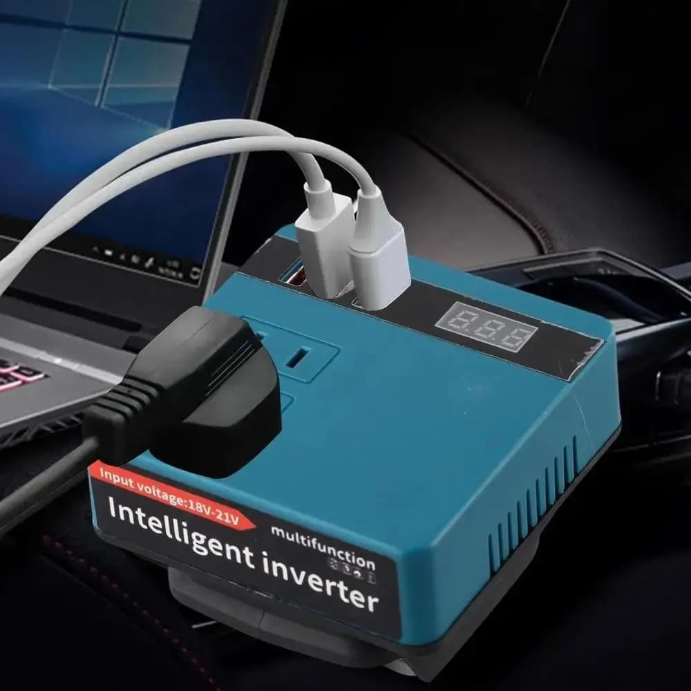 18V 20V 220V Battery Inverter, 120W Double Loaded Intelligent Transformer for Home Use and Open Work