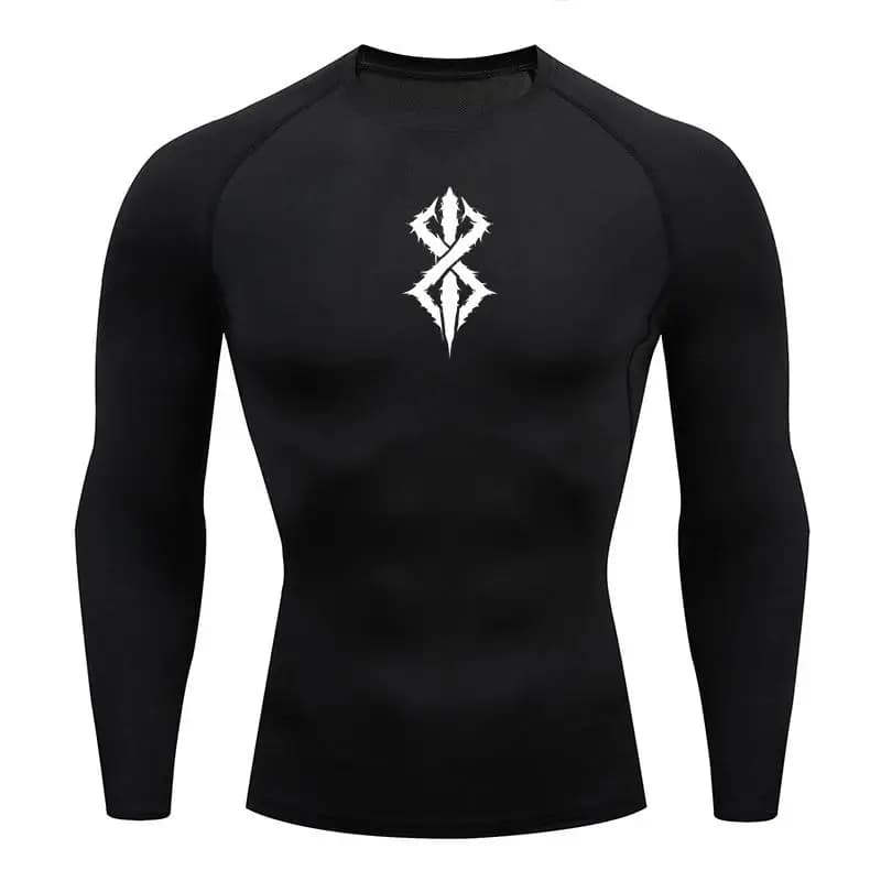 Maglietta a Compressione da Uomo Anime Berserk Guts, T-Shirt da Palestra, Abbigliamento Sportivo Aderente Traspirante a Maniche Lunghe