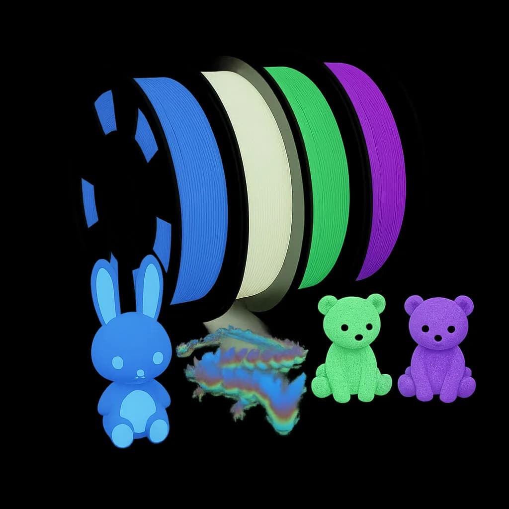 3D Printer Filament Set Multicolor PLA 1.75mm - Blue Purple Rainbow Pack 4 250g