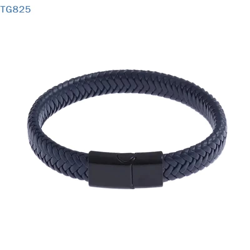 【AN】【AN】Bracciale classico in pelle nera per uomo, regalo di gioielleria, bracciale elegante