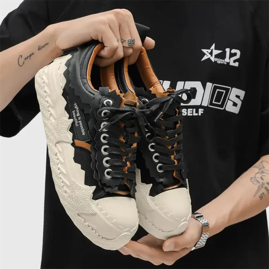 Sneakers basse da uomo per uso casual e sportivo - Scarpe stringate con punta tonda, tomaia e suola, con soletta ammortizzata