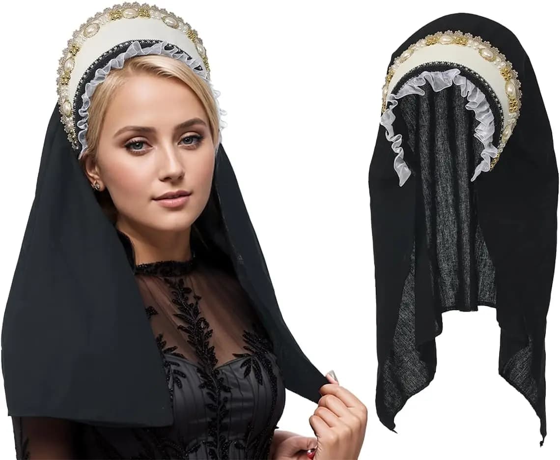 Cappello Anne Boleyn Tudor Gable Cappuccio Cappello Elizabetano Copricapo Costume rinascimentale Copricapo per donne Festa cosplay