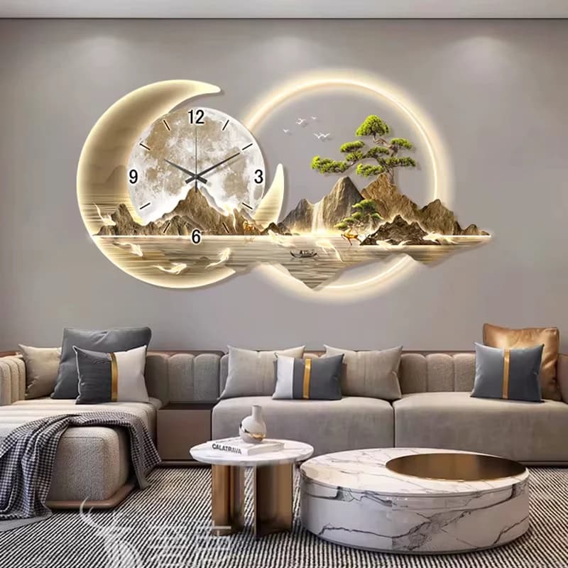 Luxury Chinese Style Luxury Wall Clock Restaurant Simple Wall Clock Silent Creative Nordic Horloge Murale Home Decor