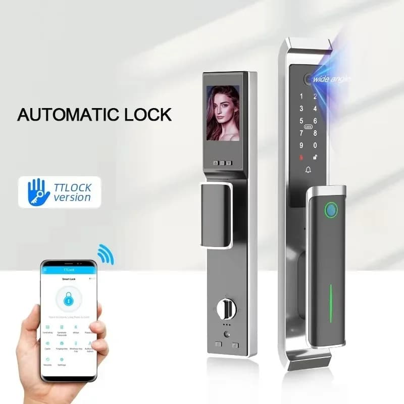 Serratura Intelligente TTLock con Riconoscimento dell'Impronta Digitale, Accesso Senza Chiave, Schermo Visivo, App Bluetooth per Controllo Remoto, RFID, Serratura Elettronica Biometrica