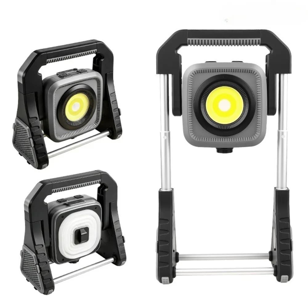Lampada da Lavoro Portatile COB con Batteria 21700, Ricarica USB, Magnetica, Rotazione a 360° ° Torcia pieghevole impermeabile per tenda, campeggio, riparazione auto