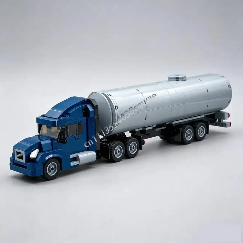 722PCS Urban Transportation Fuel Tanker Semi Trailer Truck MOC Model Custom Building Blocks Assembly Educational Birthday Gifts