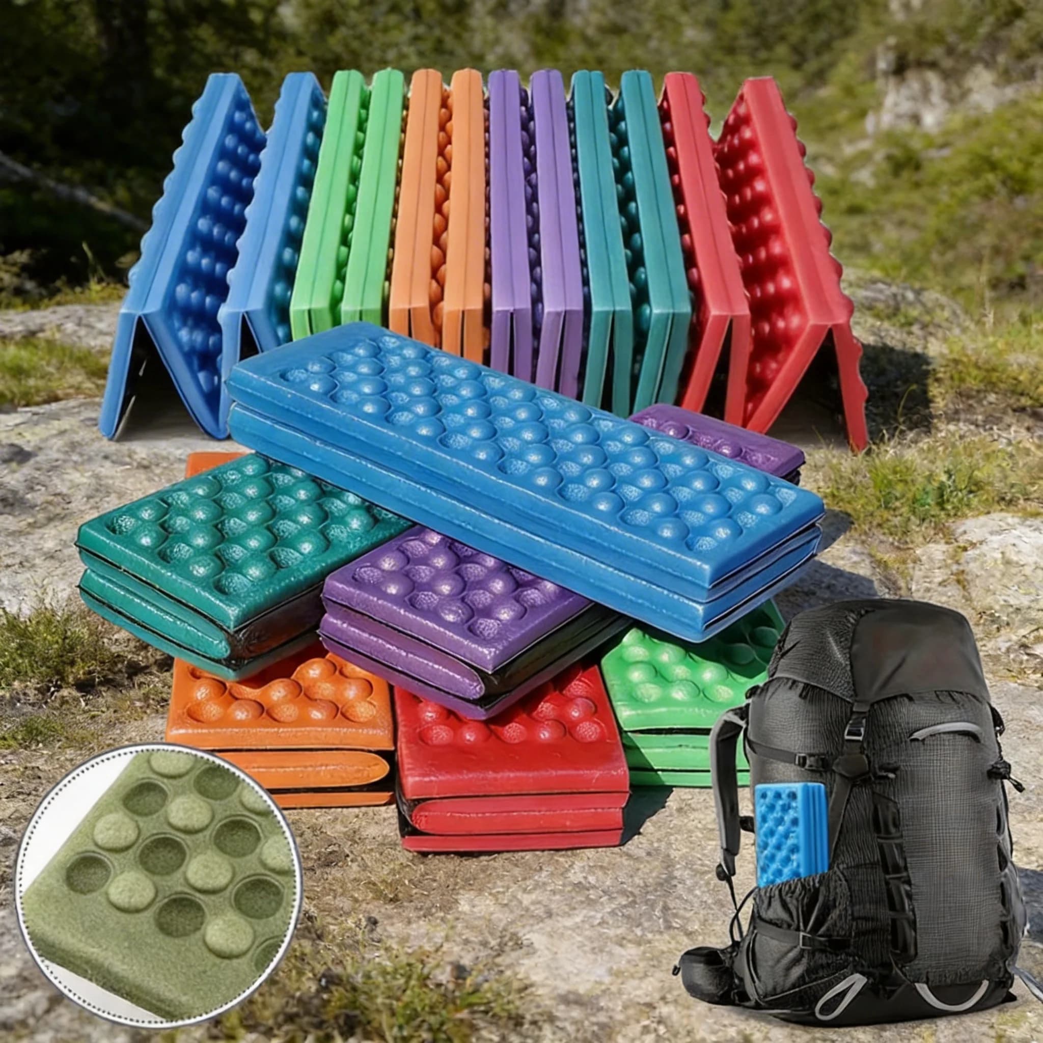 Honeycomb Massage Mat 6 Pleated XPE Bearing Outdoor Hiking Camping Training Park Foldable cushion Picnic cushion to sit moisture proof