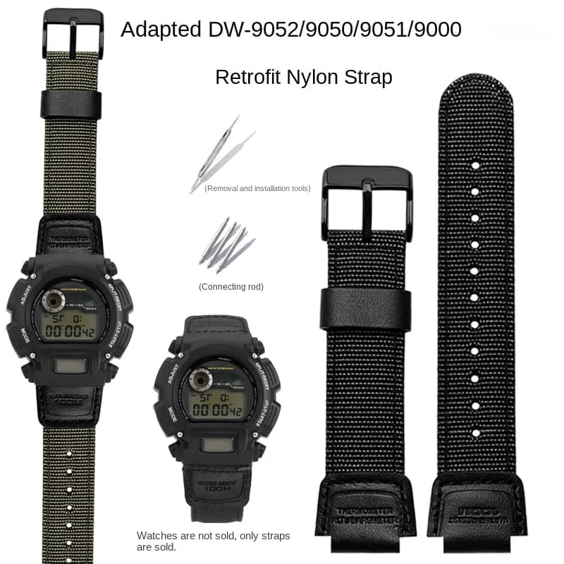 For G-SHOCK Casio DW-9052 DW9050 9051 9000 8800 GA 2100 Nylon Watch Band Bracelet Waterproof Fabric Watchband Men Army green16mm