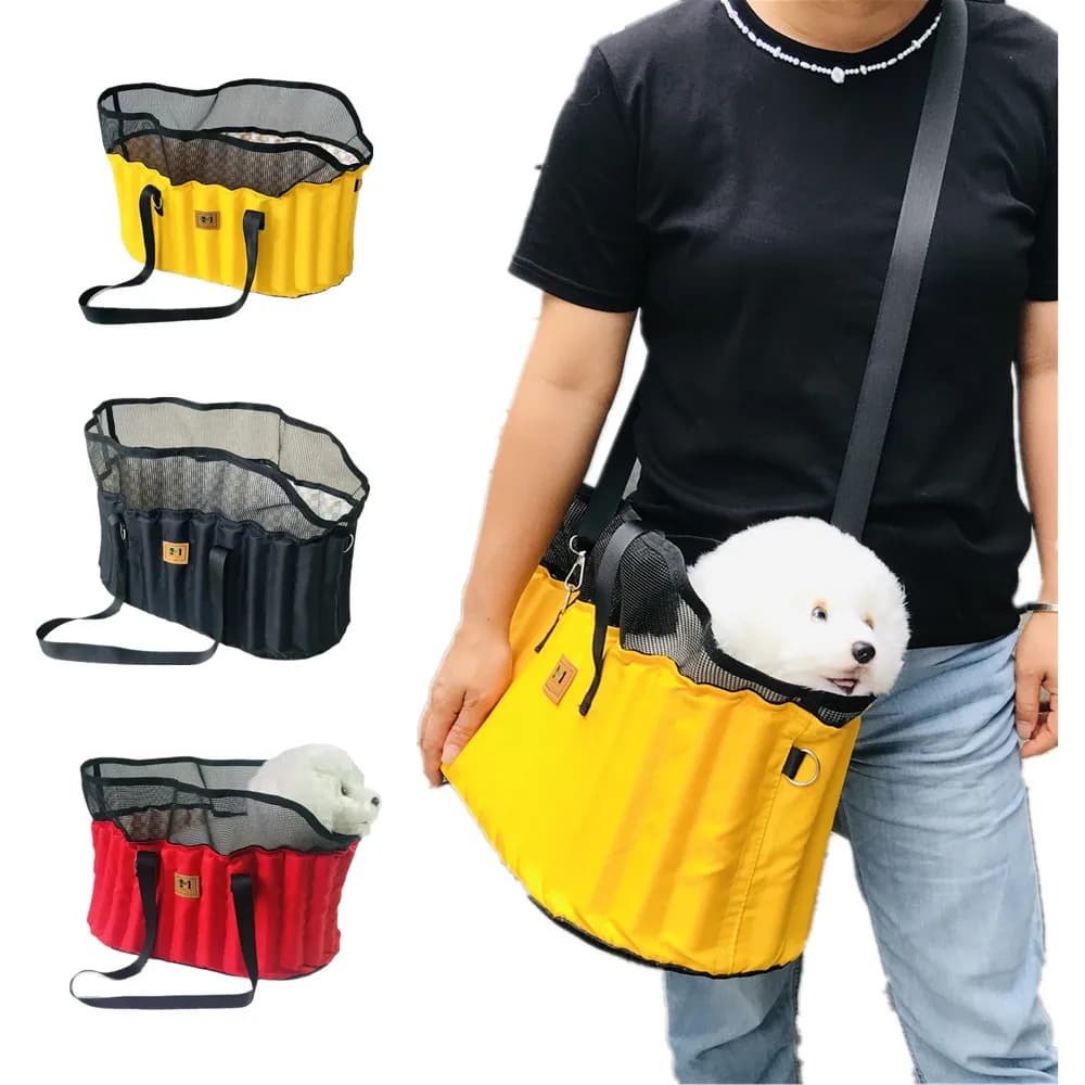 Borsa a tracolla monospalla per animali domestici Borsa da trasporto per cani Lettino per gatti portatile Seggiolino auto pieghevole Borsa di protezione per animali domestici Marsupio da viaggio