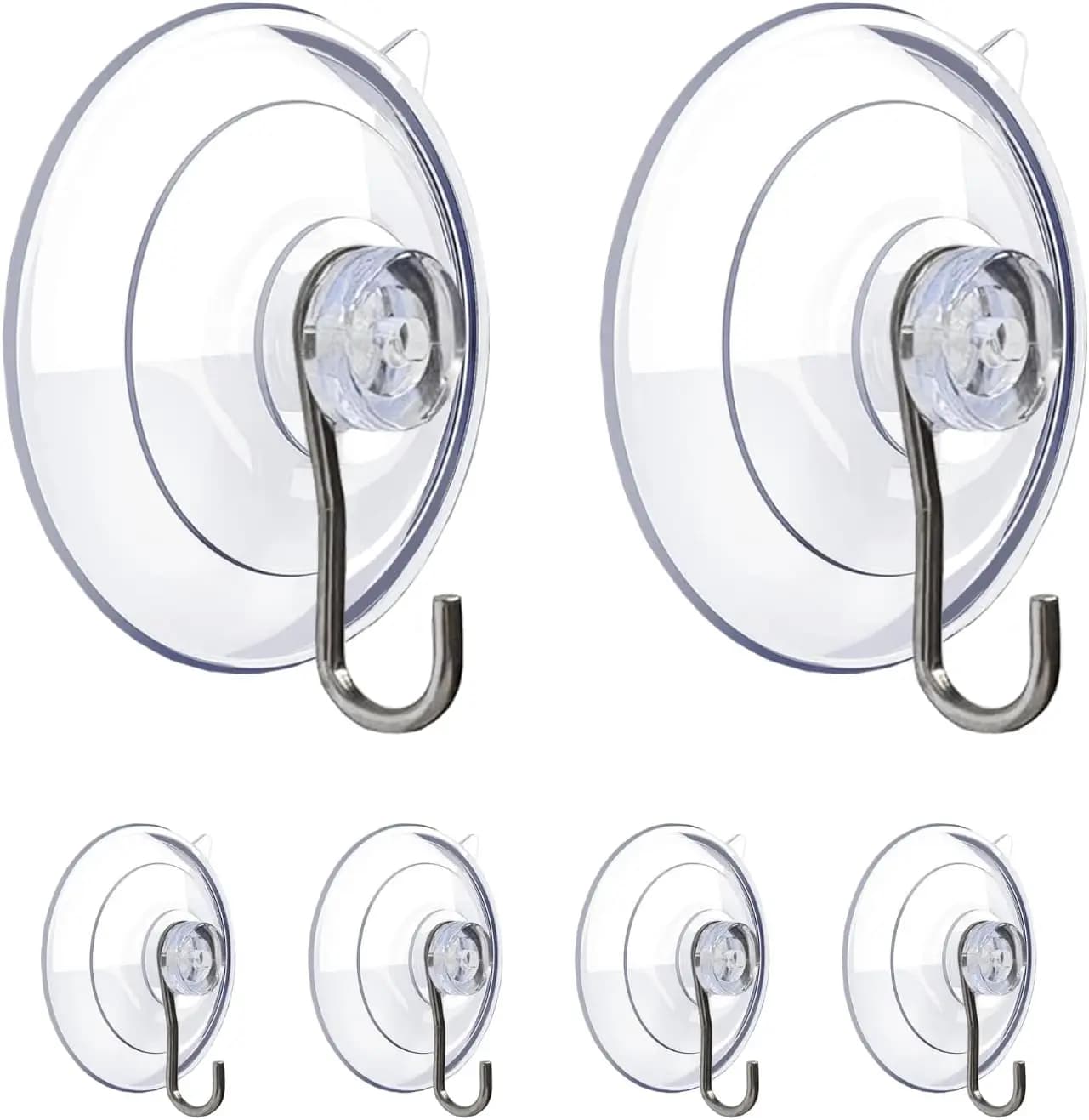 Ganci a ventosa da 2,5 pollici per impieghi gravosi per finestre, vetri, bagno, cucina, pareti, confezione da 6