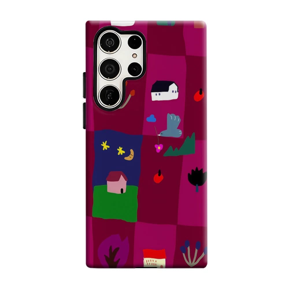 Mini Icon Tiles Phone Case For Samsung Galaxy S25 S26 Ultra S24 S23 Plus Shockproof Double Layer Tough Back Cover