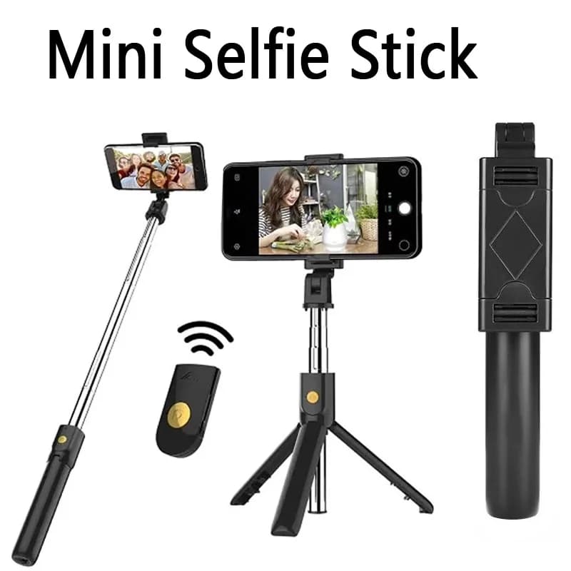 Support for phone with foldable mini selfie stick portable with Bluetooth wireless remote control shutter for iPhone Samsung