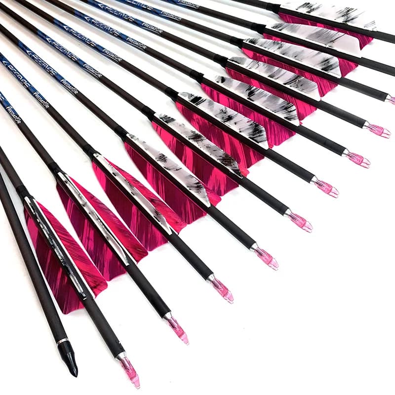 Pure Carbon ID4.2 6.2MM Arrow Turkey Feather Spine250 300 350 400 500 600 700 800 900 1000Already Made for Field Archery Hunting