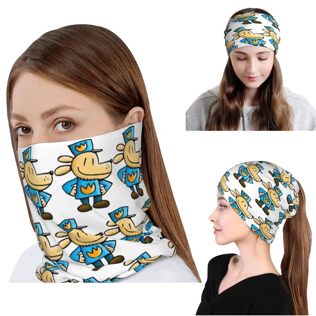 Bandana con Grafica Commedia Dog Man, Copricollo, Maschera, Sciarpa Calda per Ciclismo, Berretto Invernale Unisex per Adulti