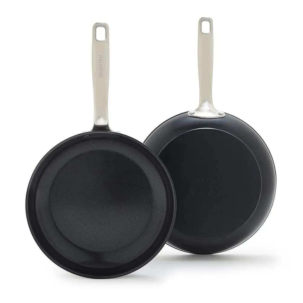 Set di padelle Chatham Prime Midnight da 8 e 10 pollici, antiaderenti in ceramica anodizzata, senza PFAS, lavabili in lavastoviglie, adatte al forno, Hea